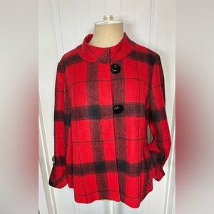 Women’s size10 Elliott Lauren Red and Black Plaid Wool Blend Coat